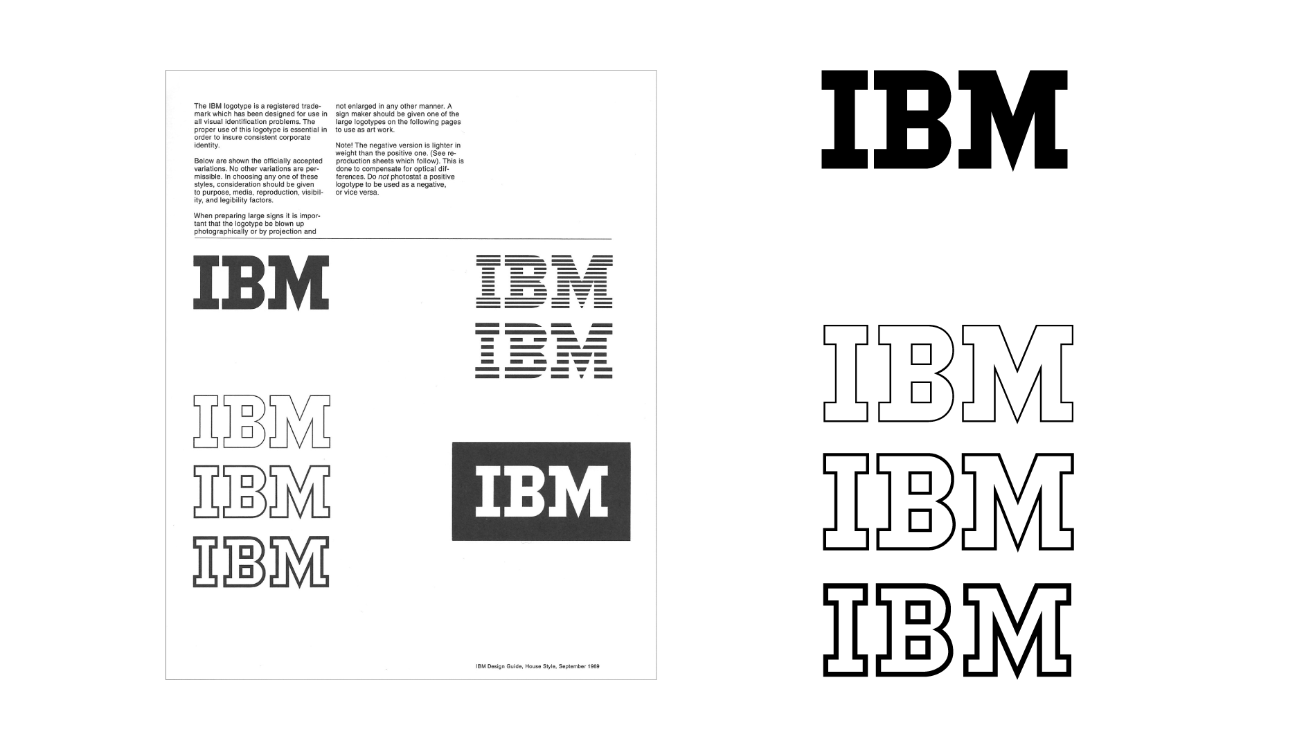 IBMアウトラインロゴタイプの各部詳細比較